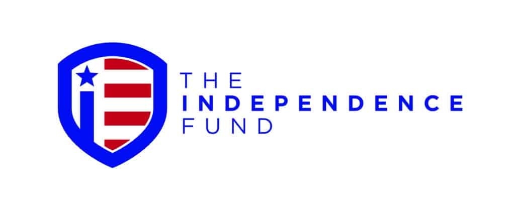 The Independence Fund logo, a blue shield with a star and red stripes, next to the words 'THE INDEPENDENCE FUND' in blue capital letters.