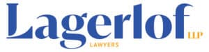 Lagerlof Lawyers LLP logo, featuring 'Lagerlof' in large blue text, with 'LAWYERS' and 'LLP' in smaller orange text.