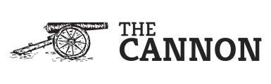 Logo for The Cannon, featuring a black and white illustration of a cannon next to the words 'THE CANNON'.
